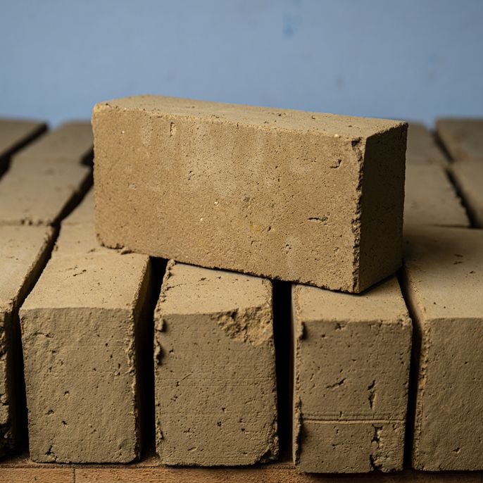 Les briques en terre crue apportent de l'inertie thermique aux murs en ossature bois © Gautier Dufau