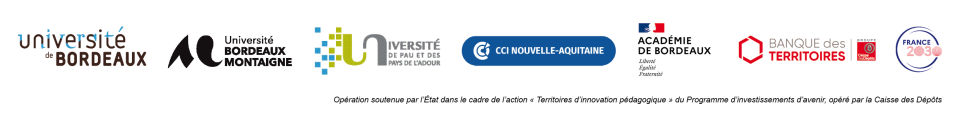 [Logos] Université de Bordeaux, Université Bordeaux Montaigne, Université de Pau et pays de l'Adour, Académie de Bordeaux, Caisse des dépôts, Marianne Investir l'avenir