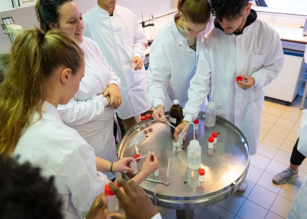 Photo : Atelier sur les émulsions proposé par le Laboratoire des technologies pharmaceutiques et industrielles de Bordeaux (LTPIB) © Gautier Dufau