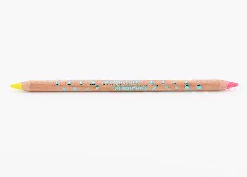 Photo Crayon surligneur en bois double pointe fluo bi-colore (Bois de Pulay) - Fabriqué en France - PU TTC : 2,40 €