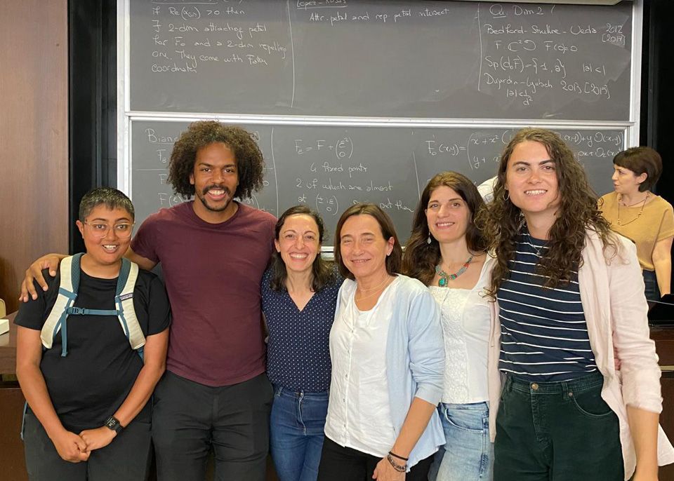 Jasmin Raissy, in the centre of the photo, at an international mathematics workshop in Italy in May 2024. © DR